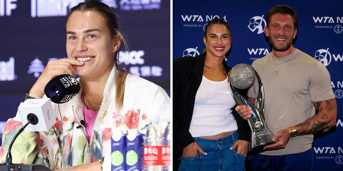 Aryna Sabalenka (L), Aryna Sabalenka and Georgios Frangulis (R), Sources: Getty