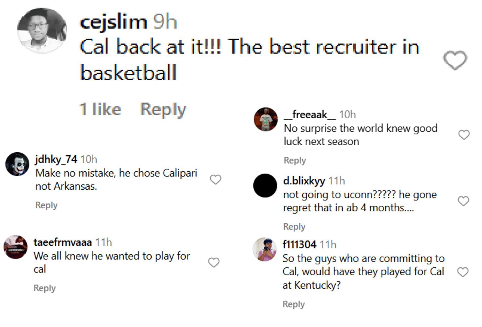 Fans react to John Calipari recruiting Meleek Thomas (source: Instagram/tiptonedits)