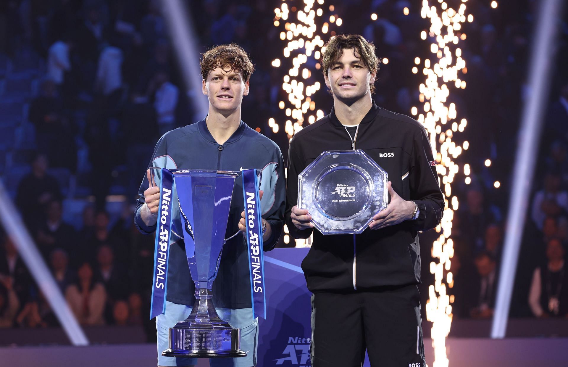 Jannik Sinner (L) and Taylor Fritz at the 2024 ATP Finals | Image Source: Getty