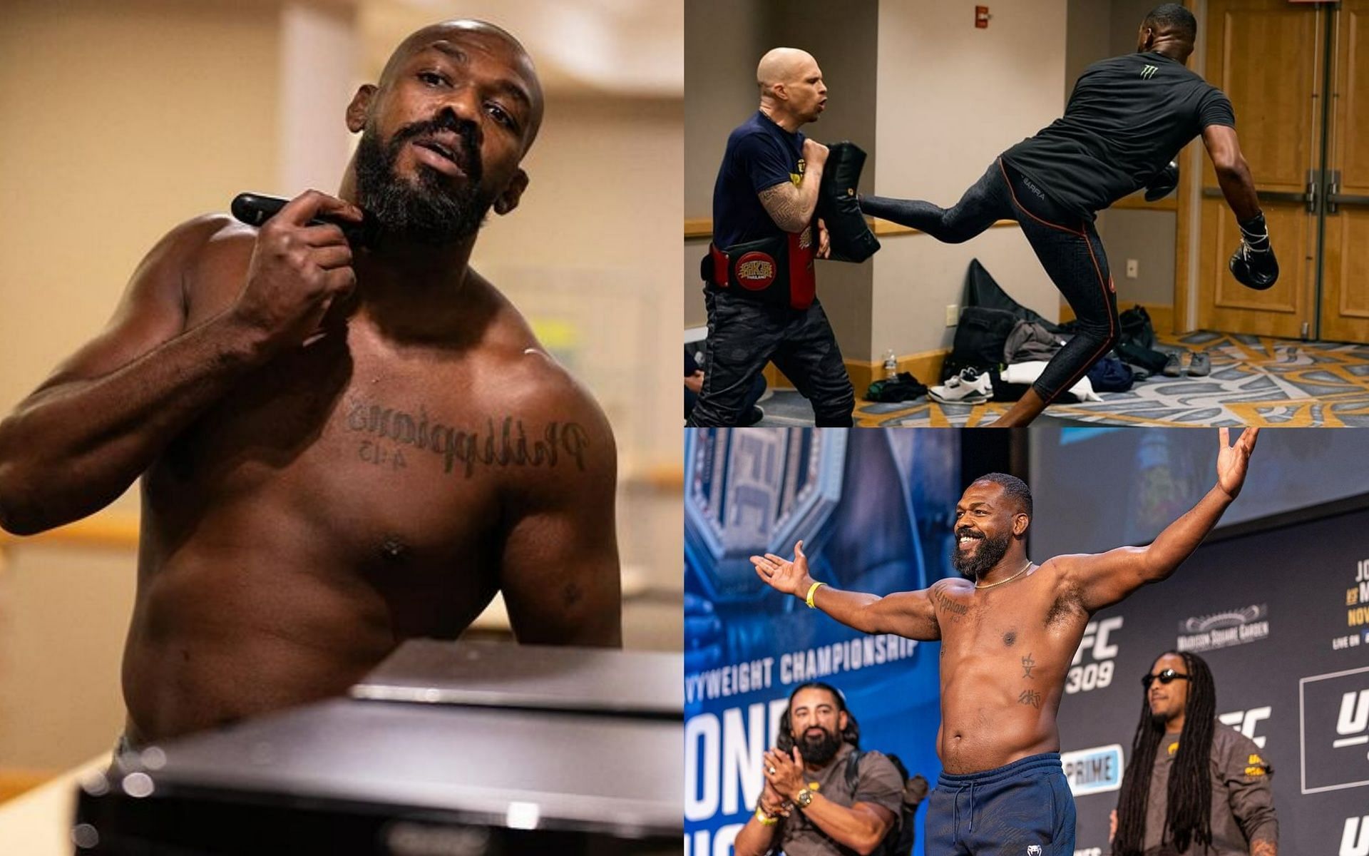 Jones' UFC 309 photo collage