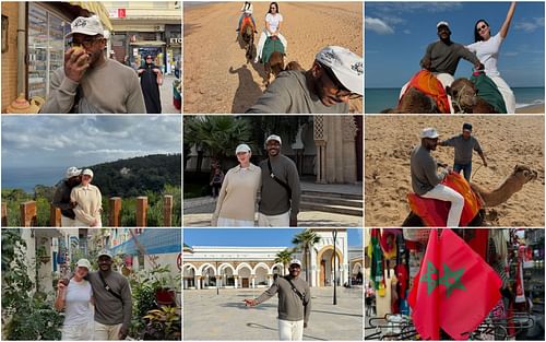 Collage of Khalil Rountree Jr. and Wife Mia Kang's Moroccon Vacation photos. [image courtesy: @khalilrountree on Instagram]