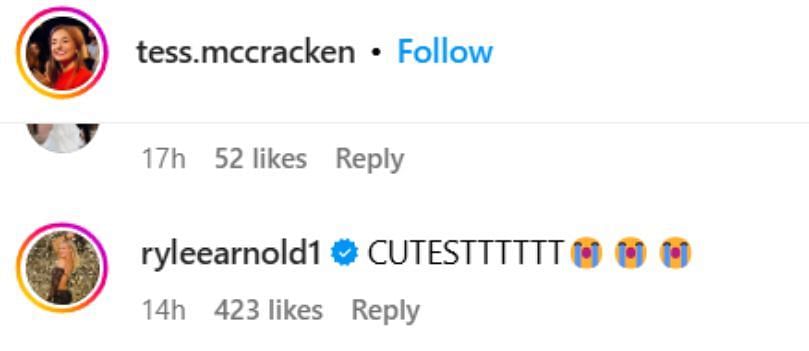 Rylee Arnold reacts to Tess McCracken&#039;s sweet note for Stephen Nedoroscik (via Instagram)