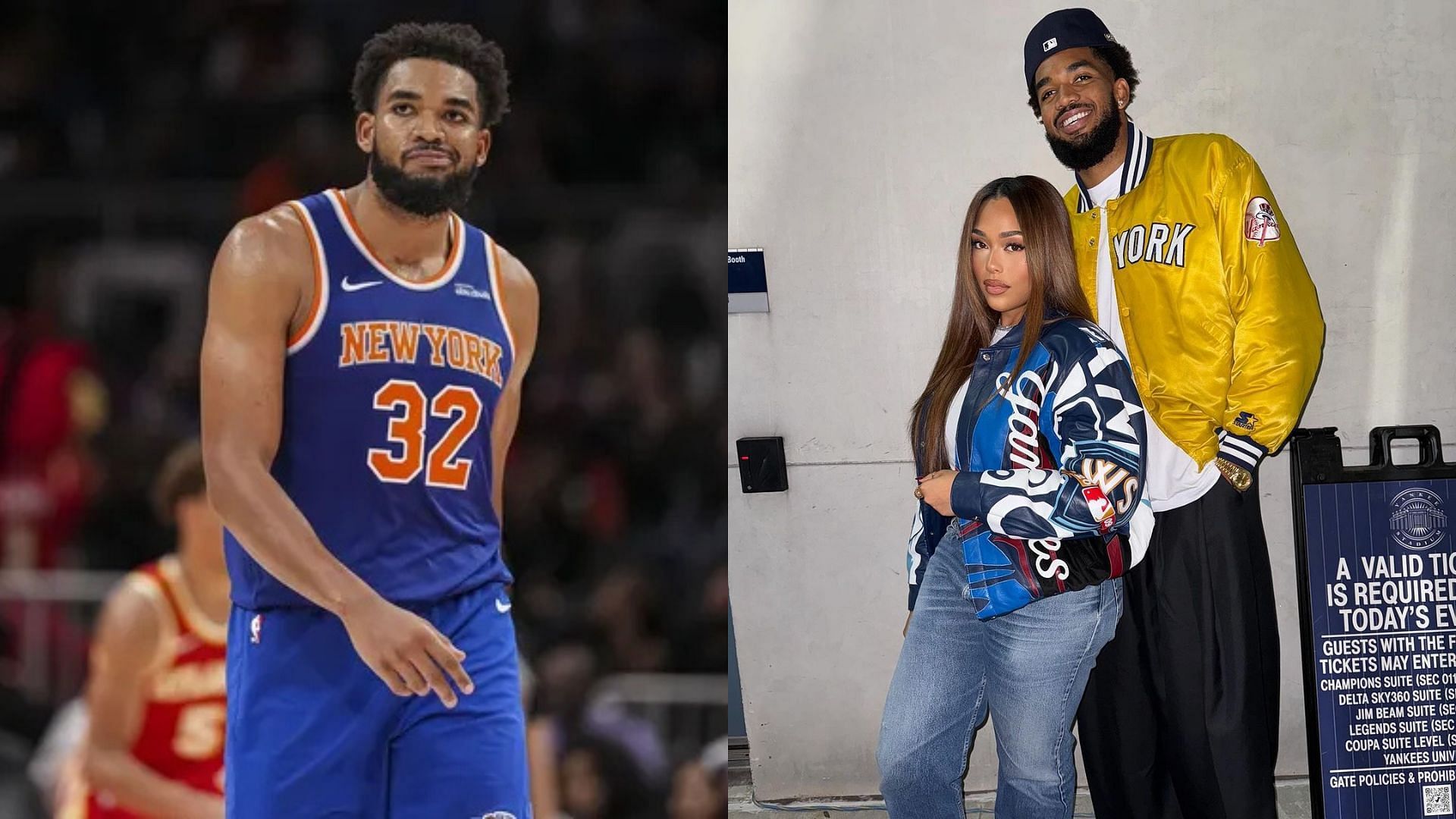 New York Knicks forward/center alongside his girlfriend J. Woods. Photo Credit: Imagn, Jordyn Woods' IG account