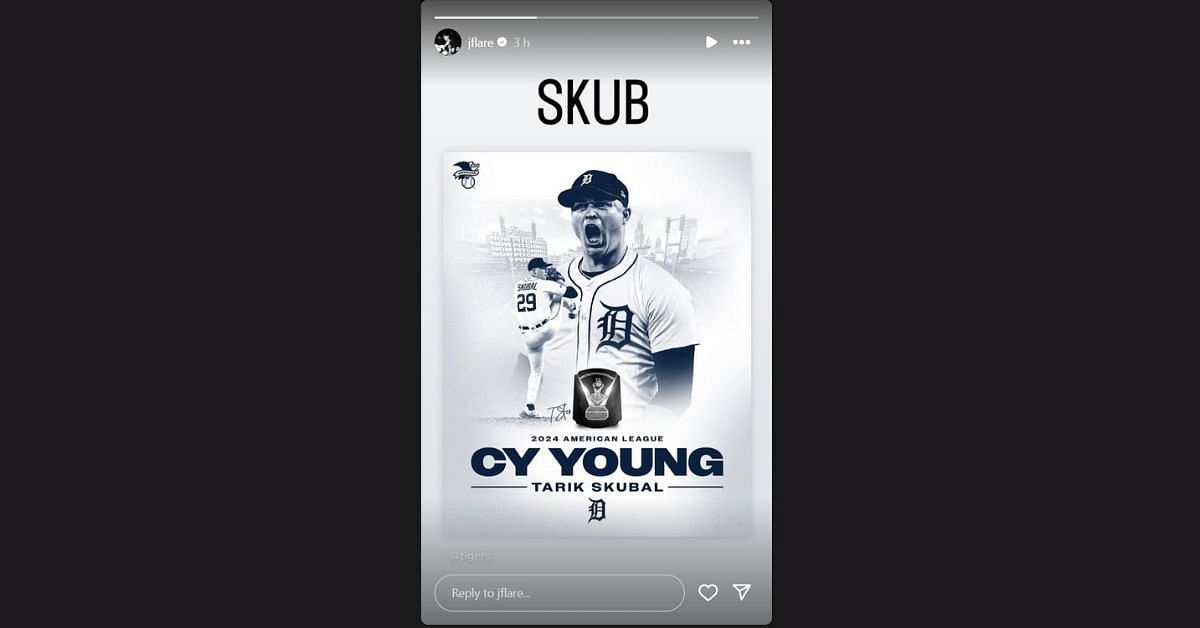 Jack Flaherty story on Instagram about Tarik Skubal