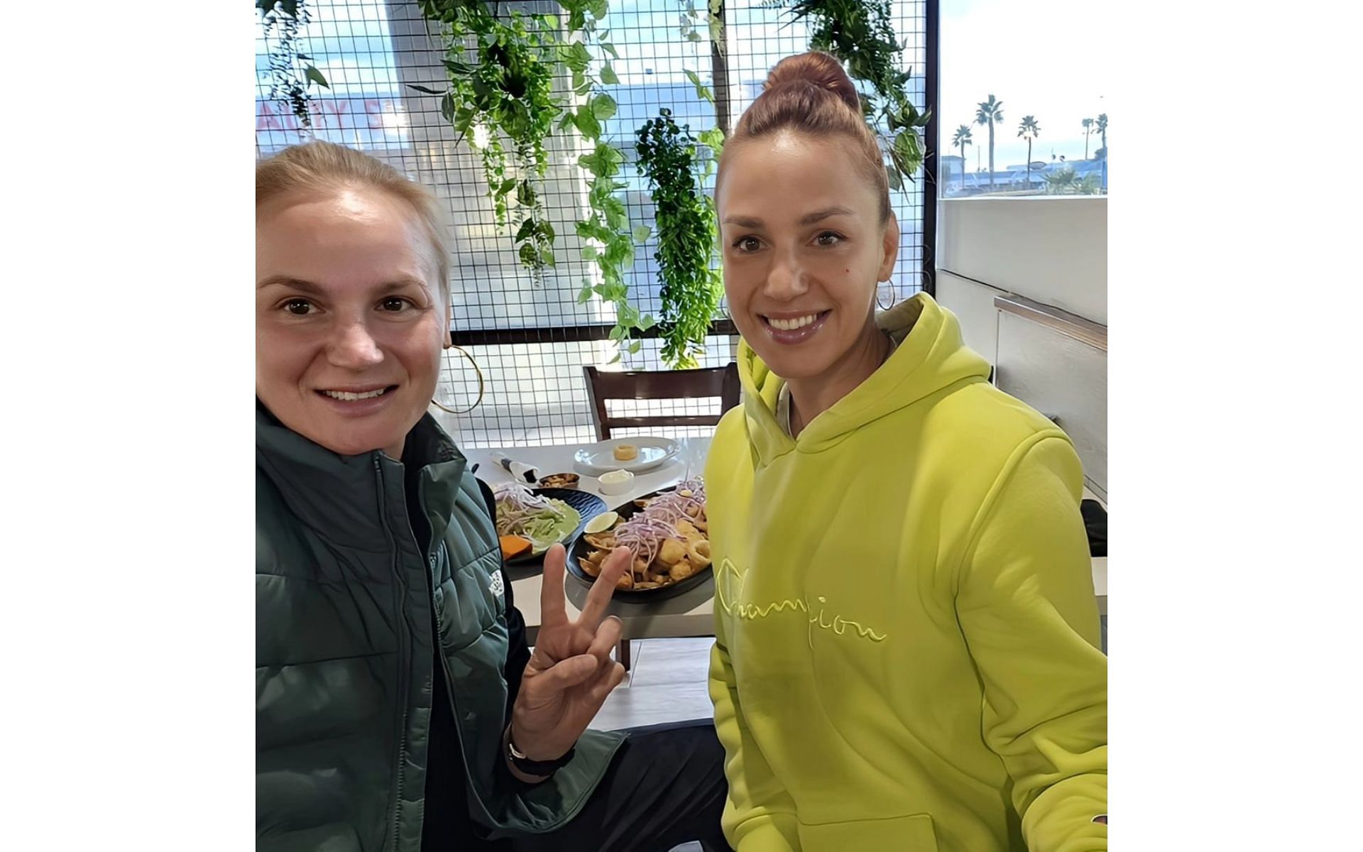 The veteran martial artists pose with some delicacies in the background [Image courtesy: @bulletvalentina on Instagram]