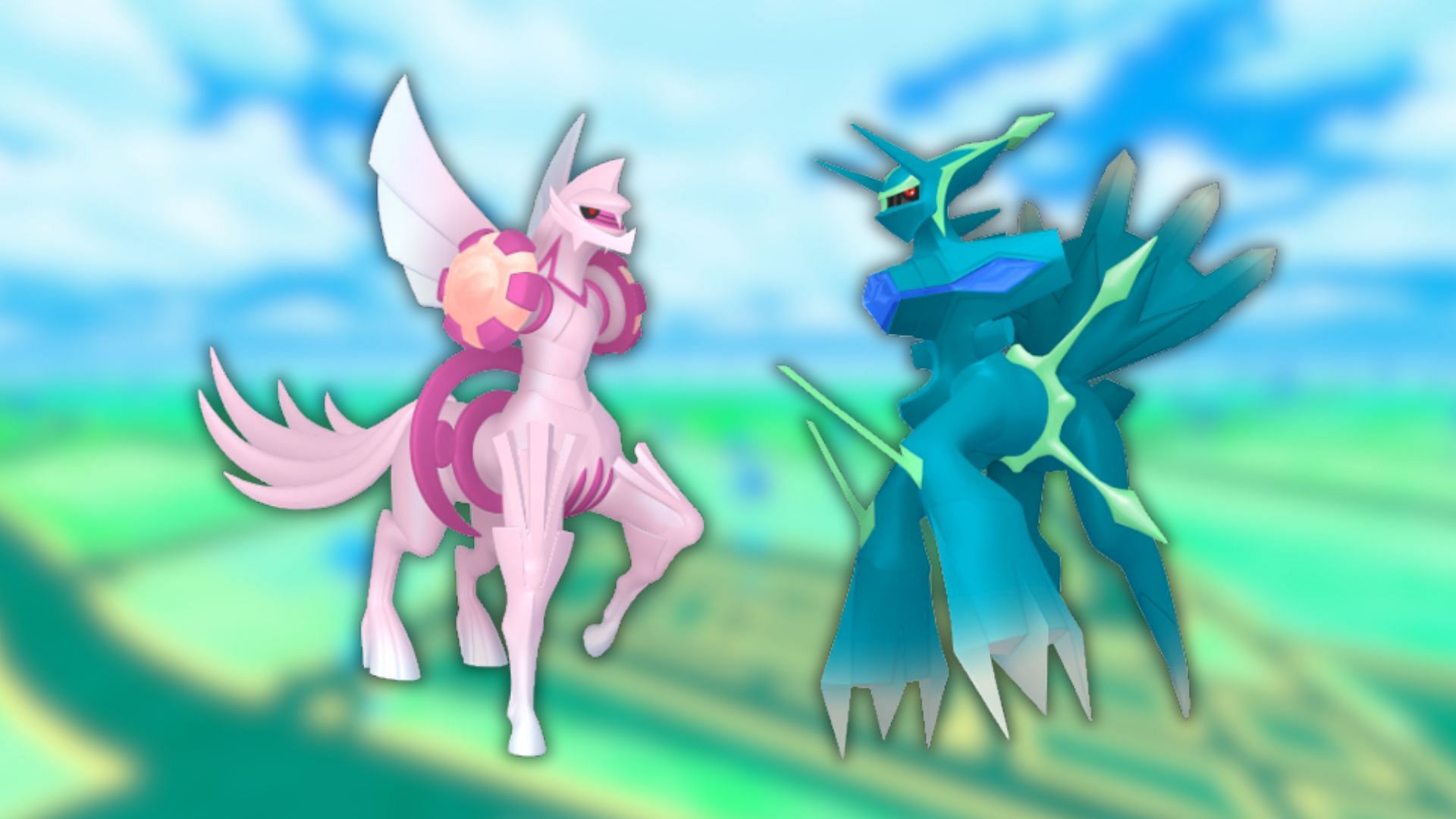 Shiny variants of Origin Forme Palkia and Dialga (Image via The Pokemon Company)