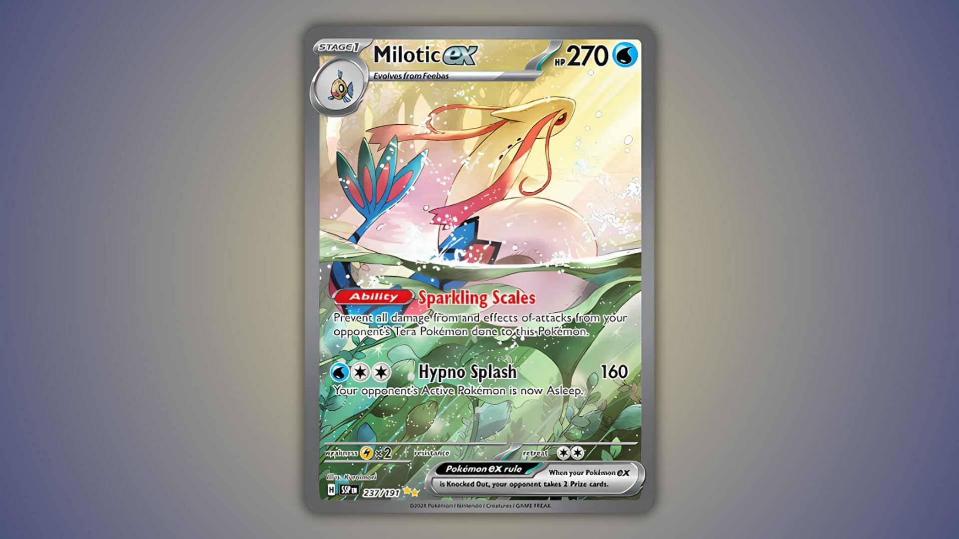 Milotic ex's card in the Surging Sparks expansion (Image via The Pokemon Company)