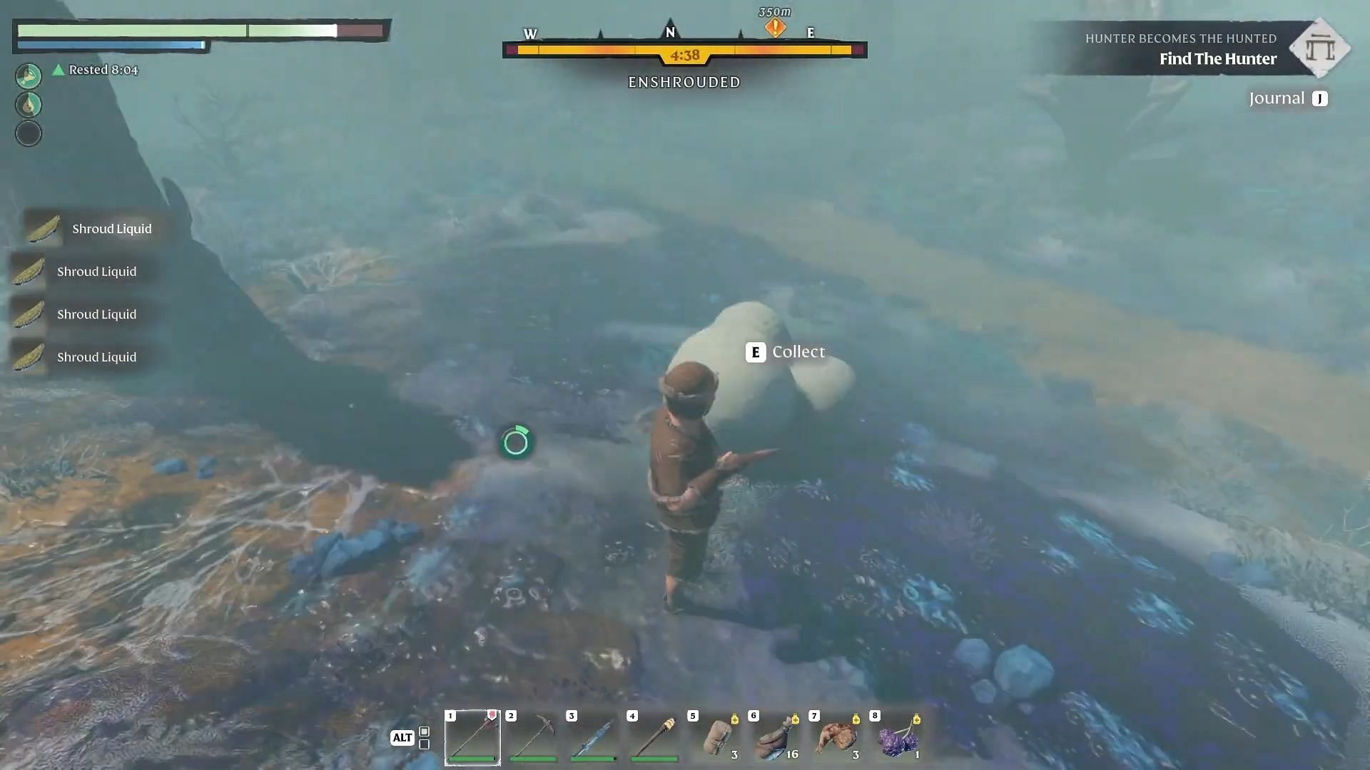 Shroud Liquid drops as loot when you cut down mushrooms in the game (image via Keen Games | YouTube/@Gaming Survival Guy)