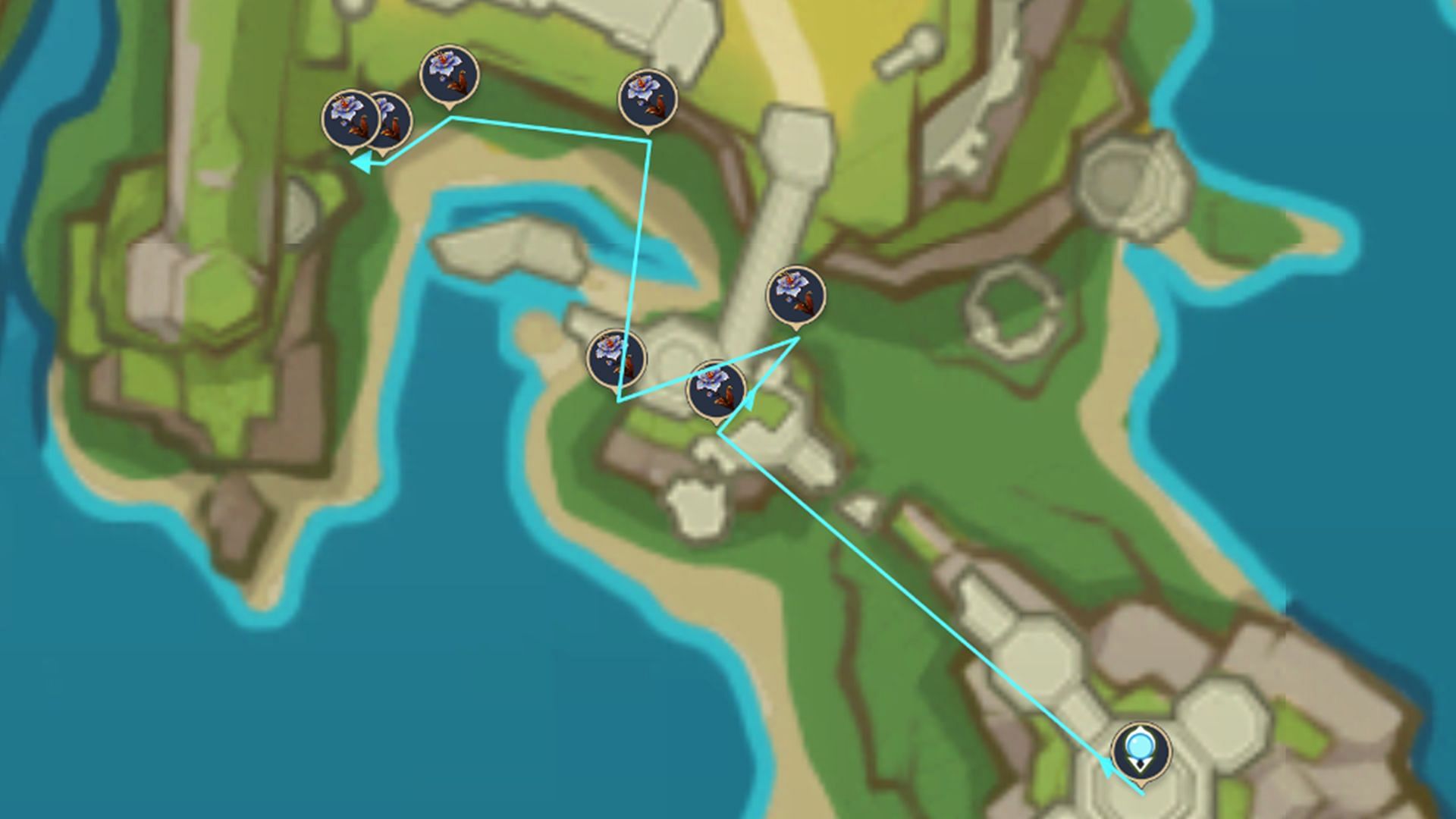 Route #5 for farming Withering Purpurbloom (Image via HoYoverse)