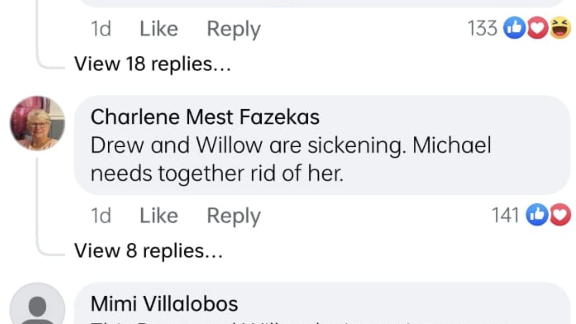 Screenshot of the comment (Image via Facebook/General Hospital)