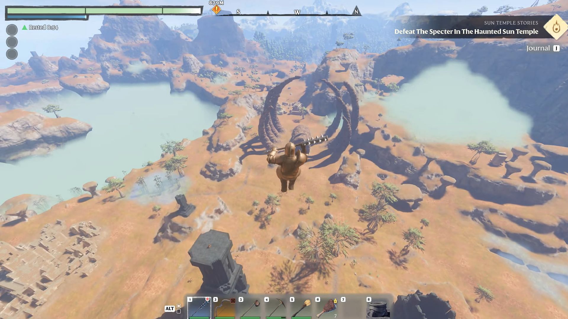 The first location of Fossilized Bone in Enshrouded is near the Nomad Highlands (Image via Keen Games/YouTube@WazzingtonTv)