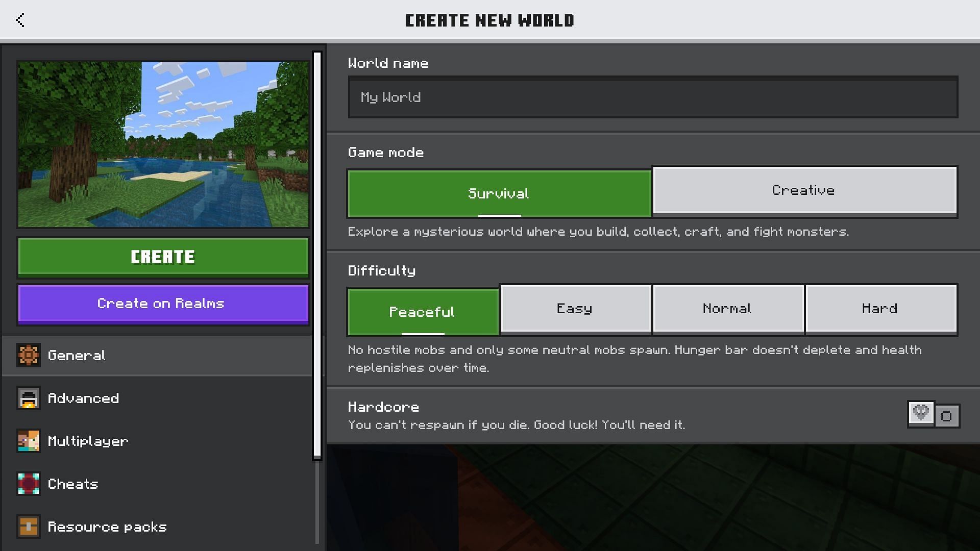 Use the peaceful difficulty to play Minecraft without monsters. (Image via Mojang Studios)