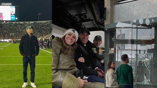 The Atlanta Falcons quarterback and his wife back at his alma mater Michigan State. (Photos via IG)