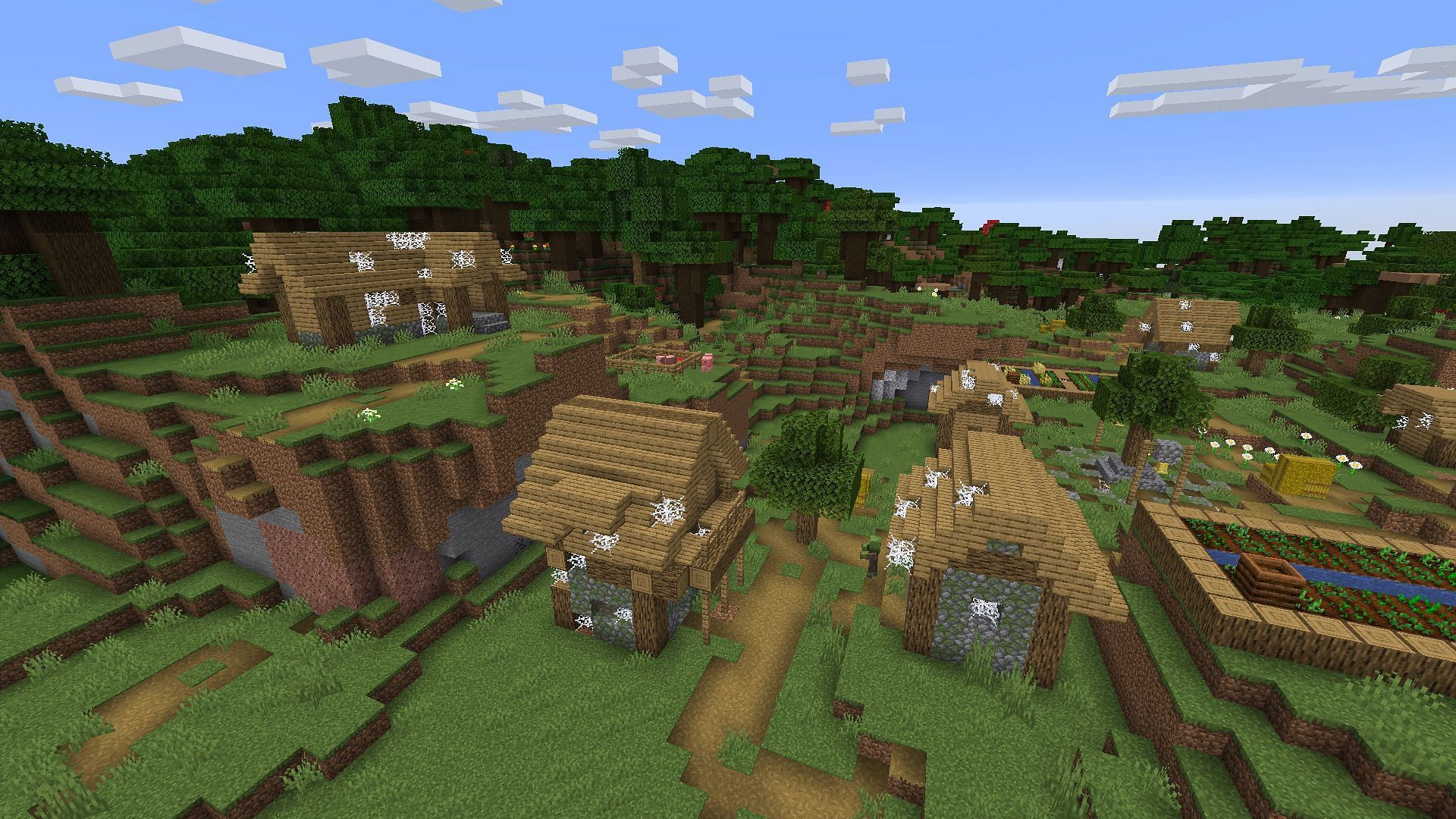 Abandoned village near the dark oak forest (Image via Mojang)