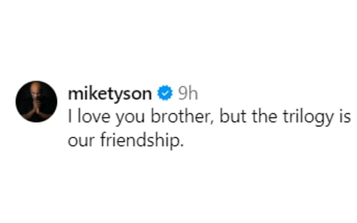 Screenshot of Mike Tyson's comment under Evander Holyfield's Instagram post