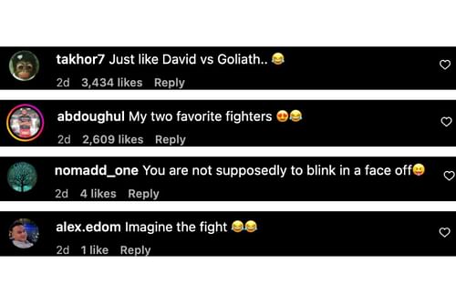 Screenshot of fans' comments