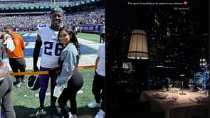 Vikings star Theo Jackson enjoys ‘early anniversary dinner’ with wife Ari before Bears clash