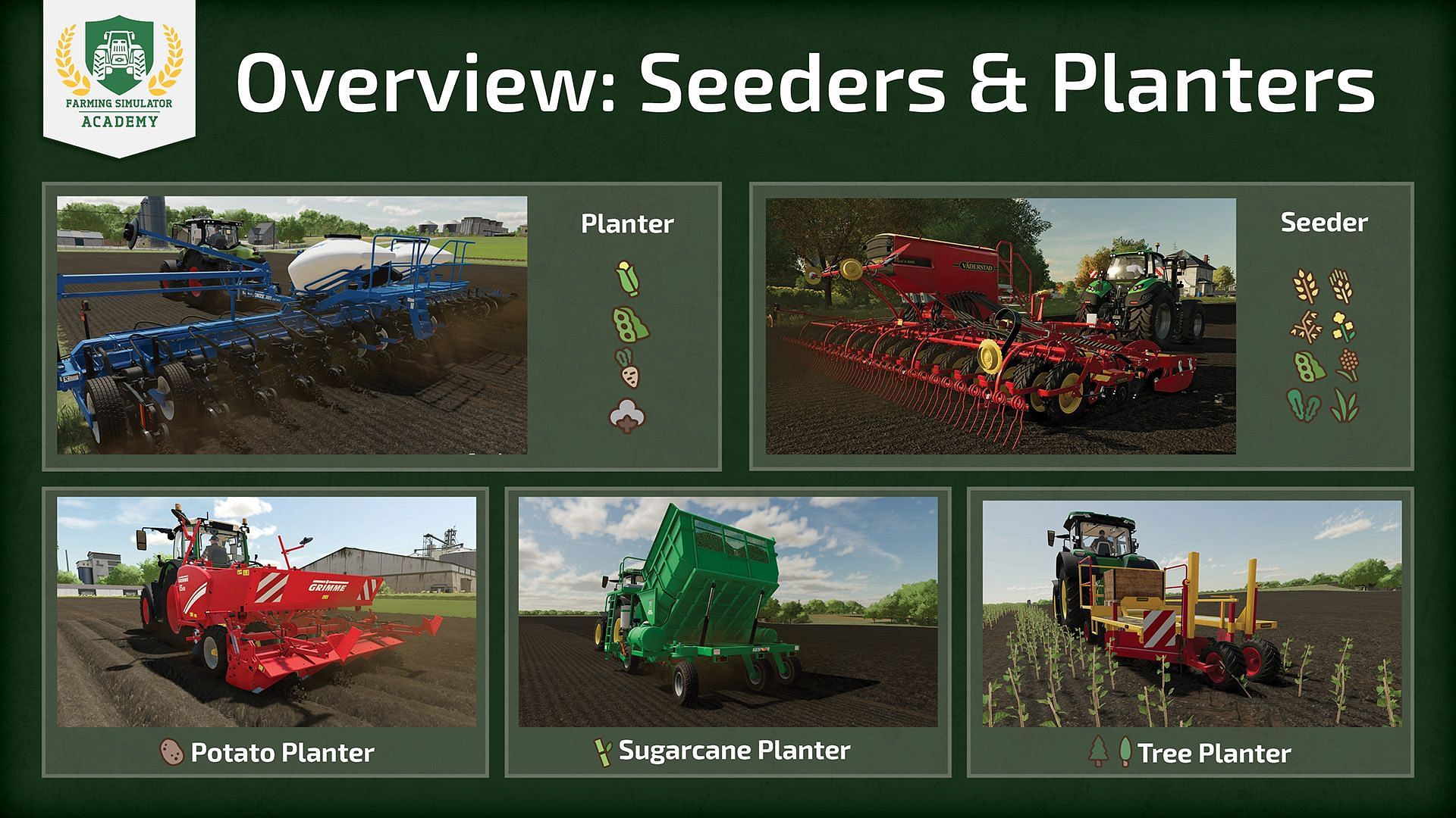 Sowing equipment available in Farming Simulator 25 (Image via Giants Software)