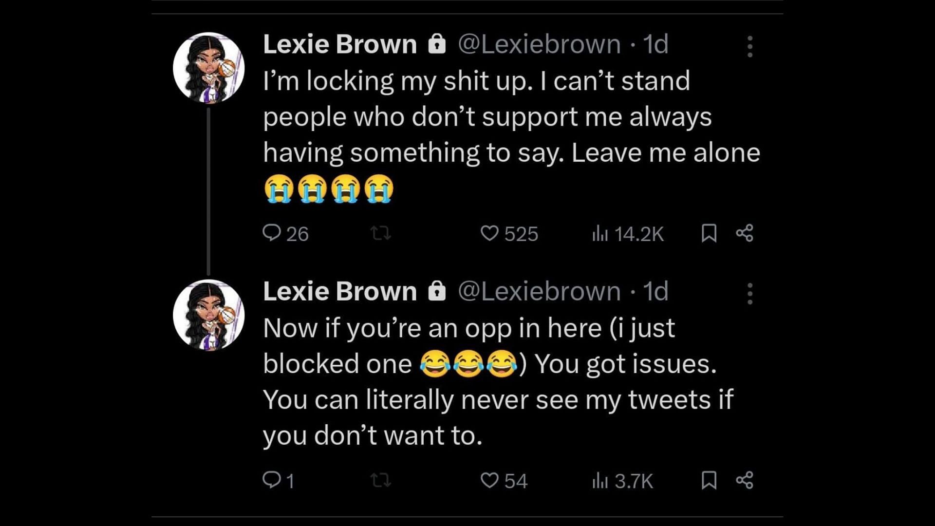 Lexie Brown shares reasoning behind making her X account private