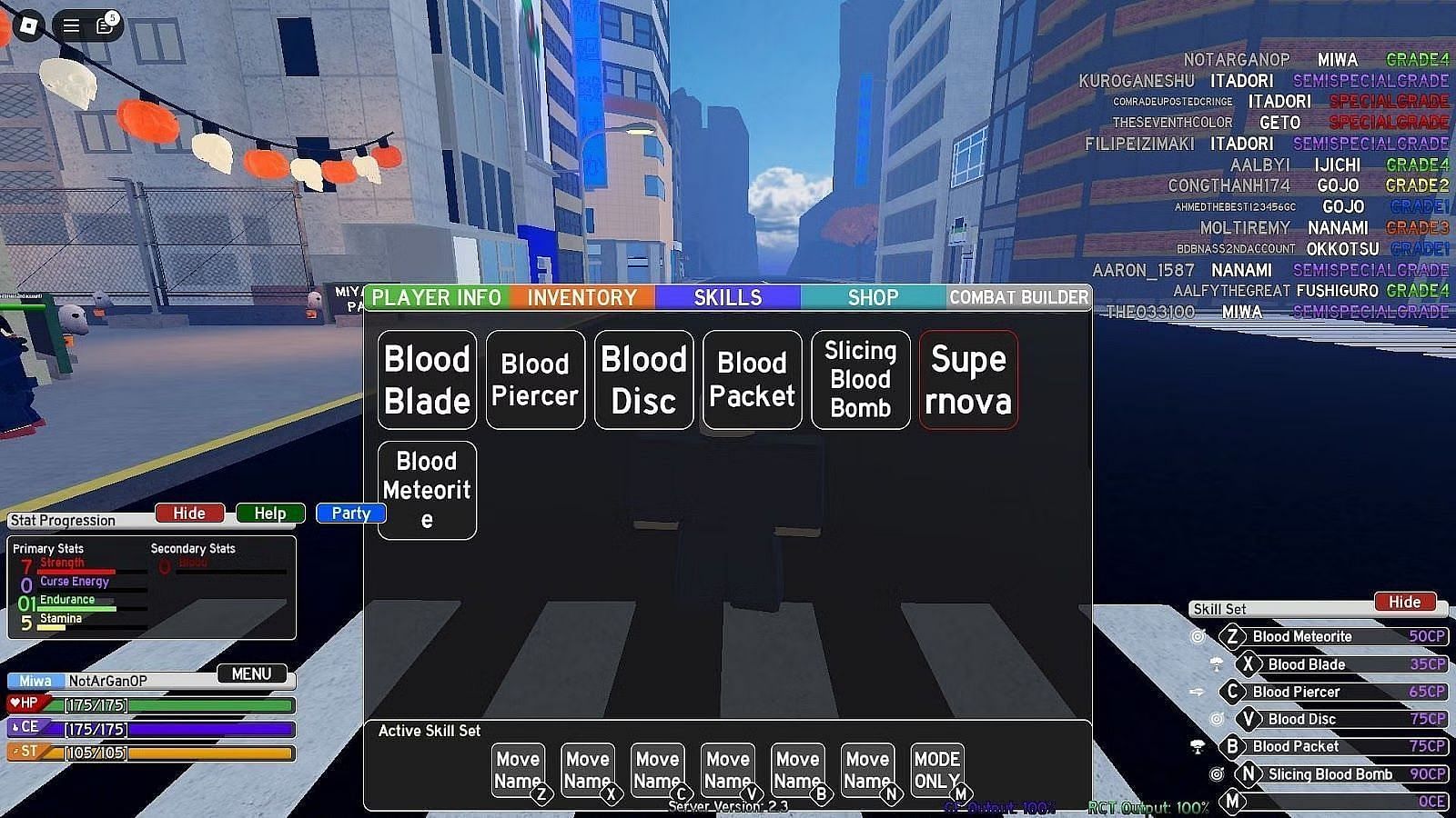 The Skills menu (Image via Roblox)