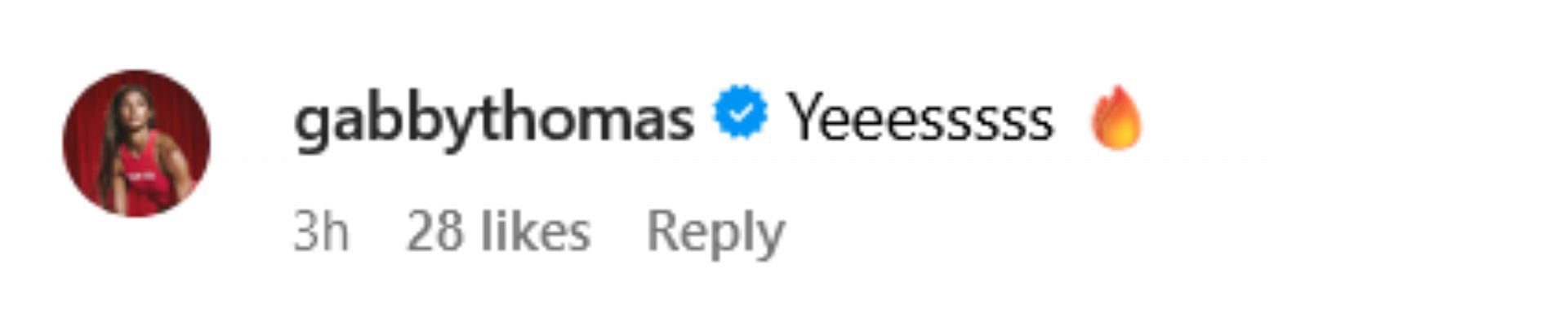 Screenshot of Thomas&rsquo; comment on Maher&rsquo;s Instagram post. Credits: IG/ ilonamaher