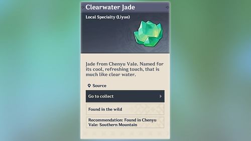 Clearwater Jade is found in Chenyu Vale (Image via HoYoverse)