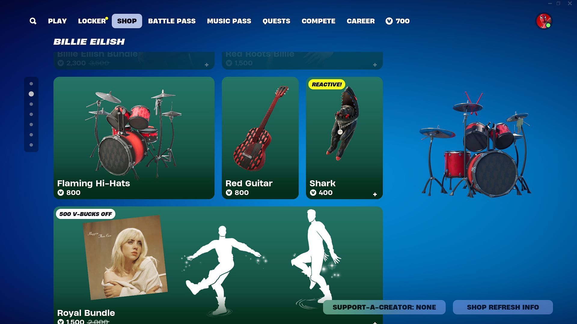 You can purchase the Billie Eilish skin in Fortnite separately (Image via Epic Games)