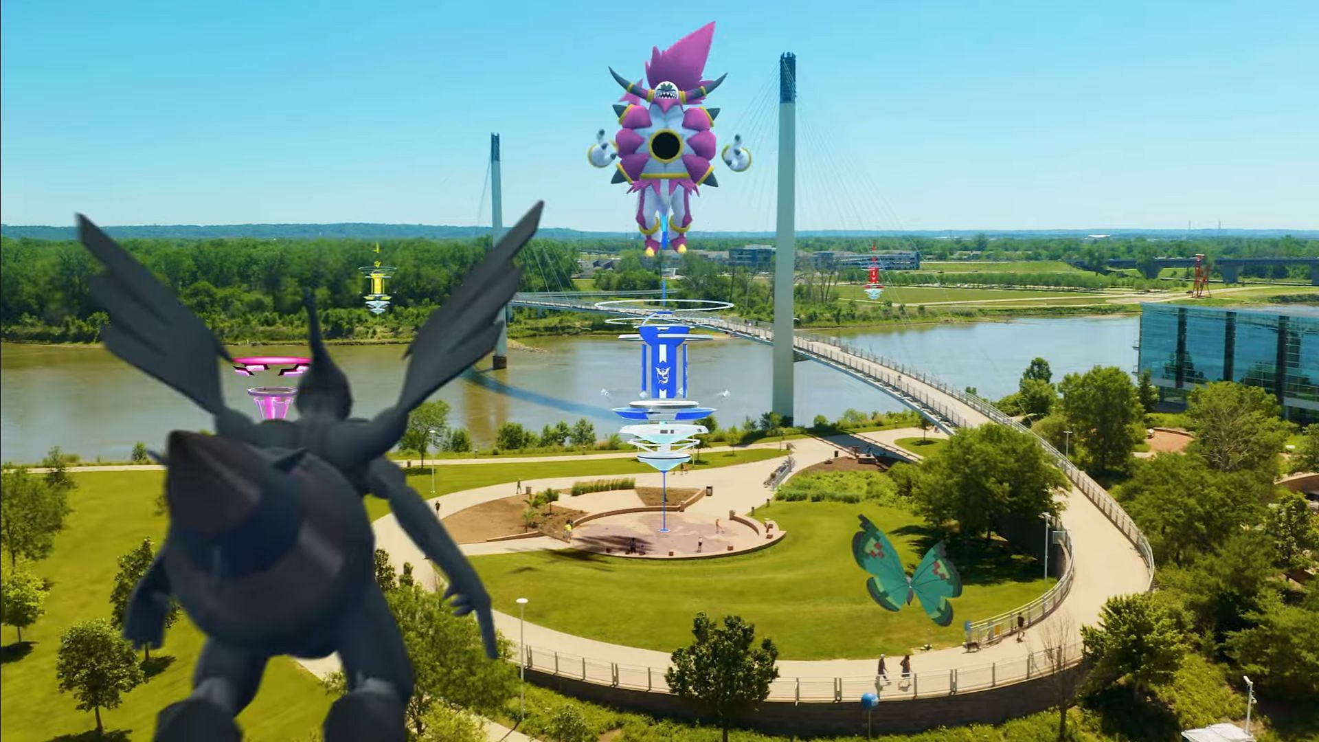 Hoopa Unbound appearing in Pokemon GO Dual Destiny (Image via Niantic)