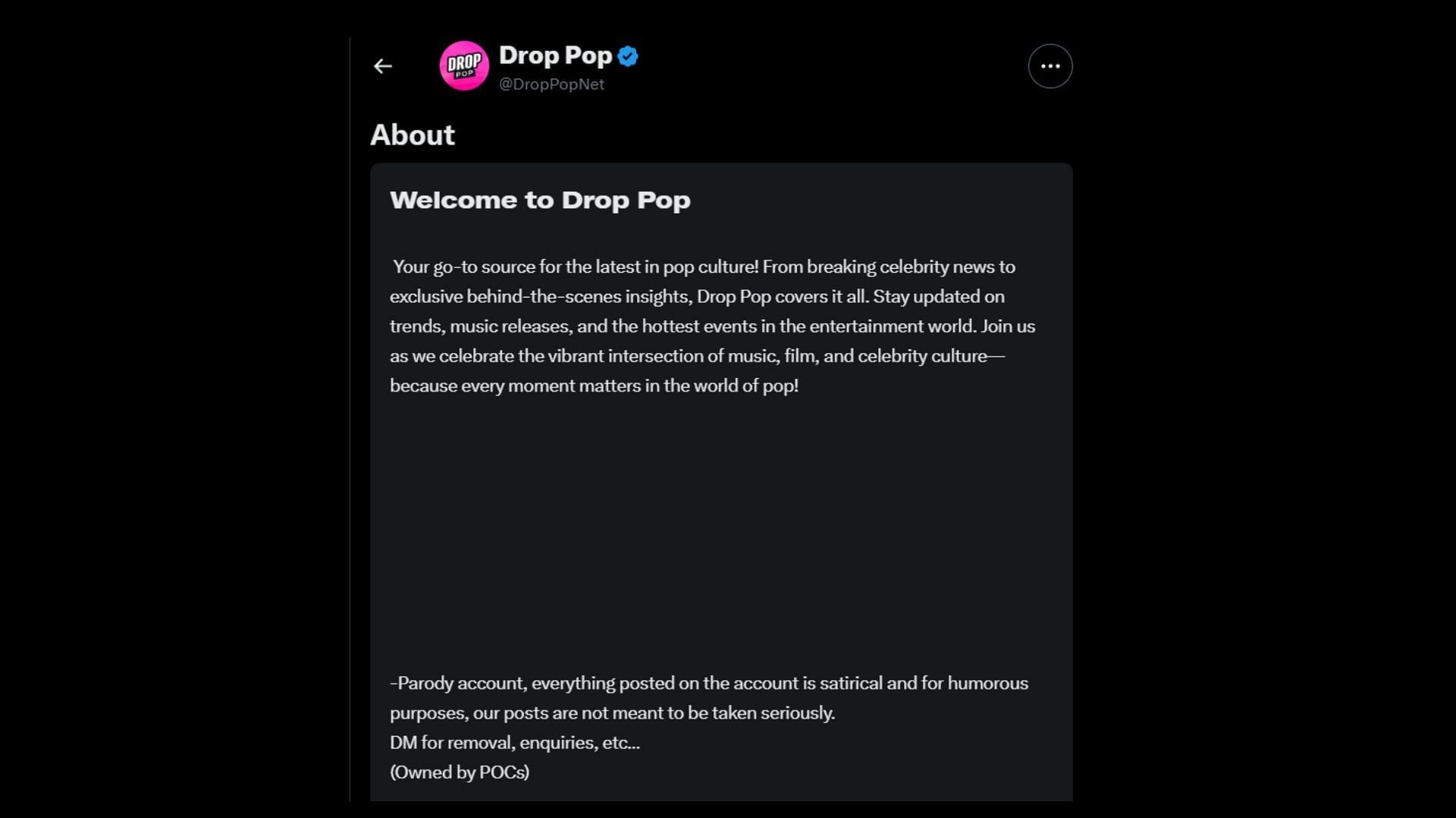 A glimpse of Drop Pop&#039;s X bio. (Image via X)