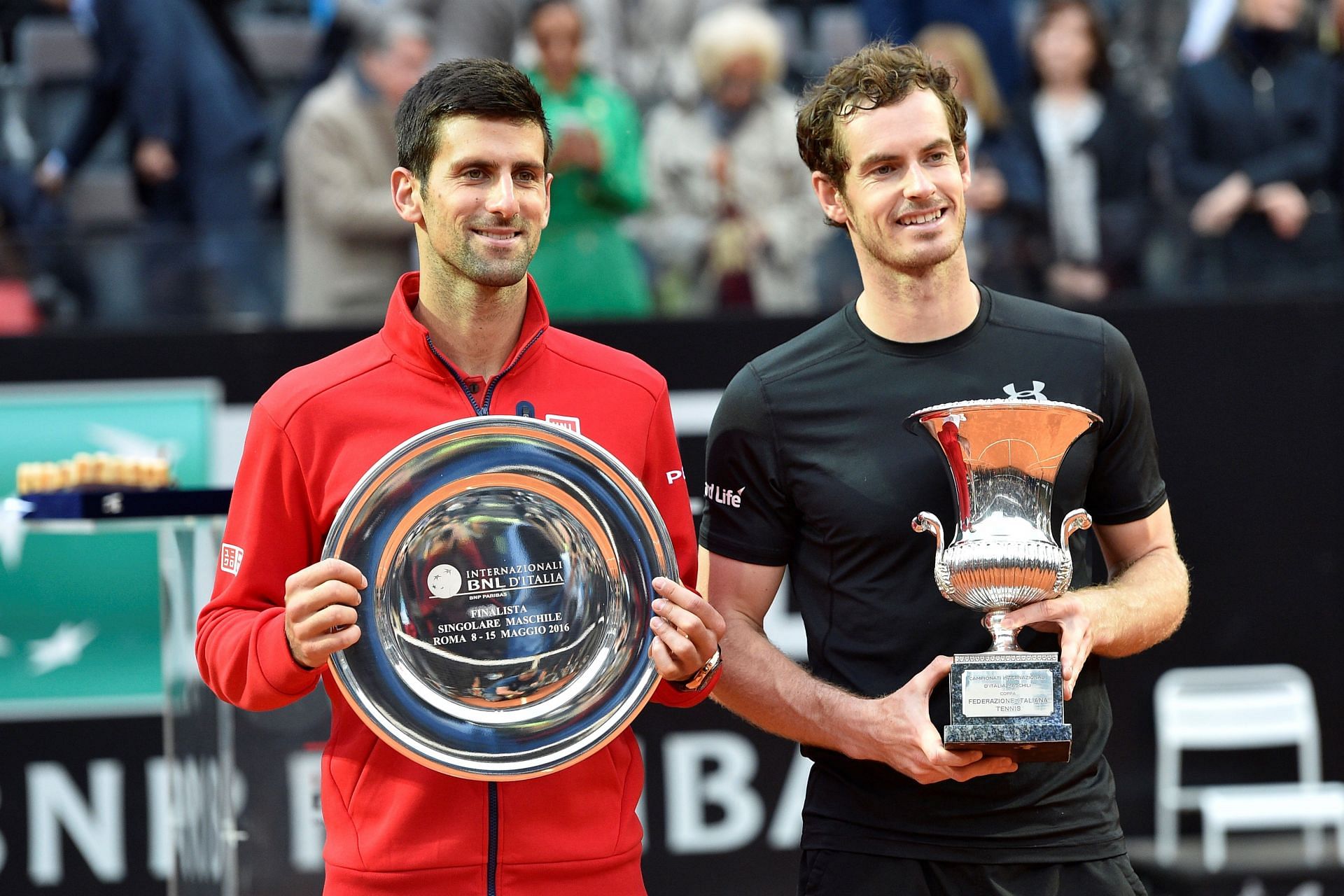 Novak Djokovc &amp; Andy Murray at the 2016 Italian Open [Source: Getty]