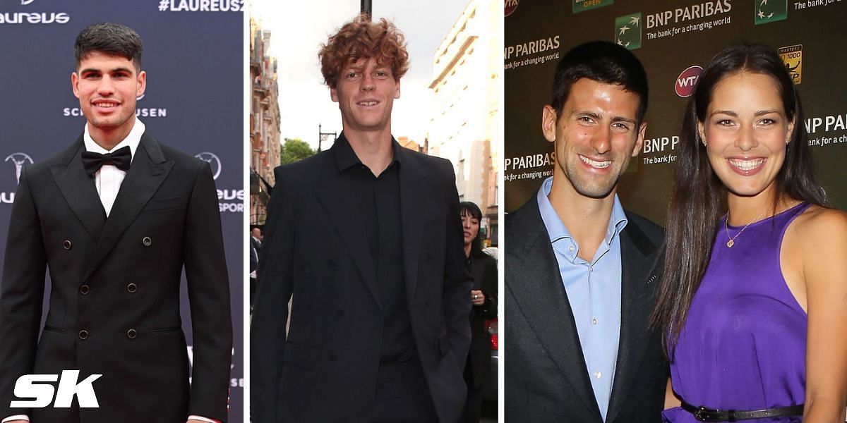 (Left to Right) Carlos Alcaraz, Jannik Sinner, Novak Djokovic and Ana Ivanovic (Image source: Getty)