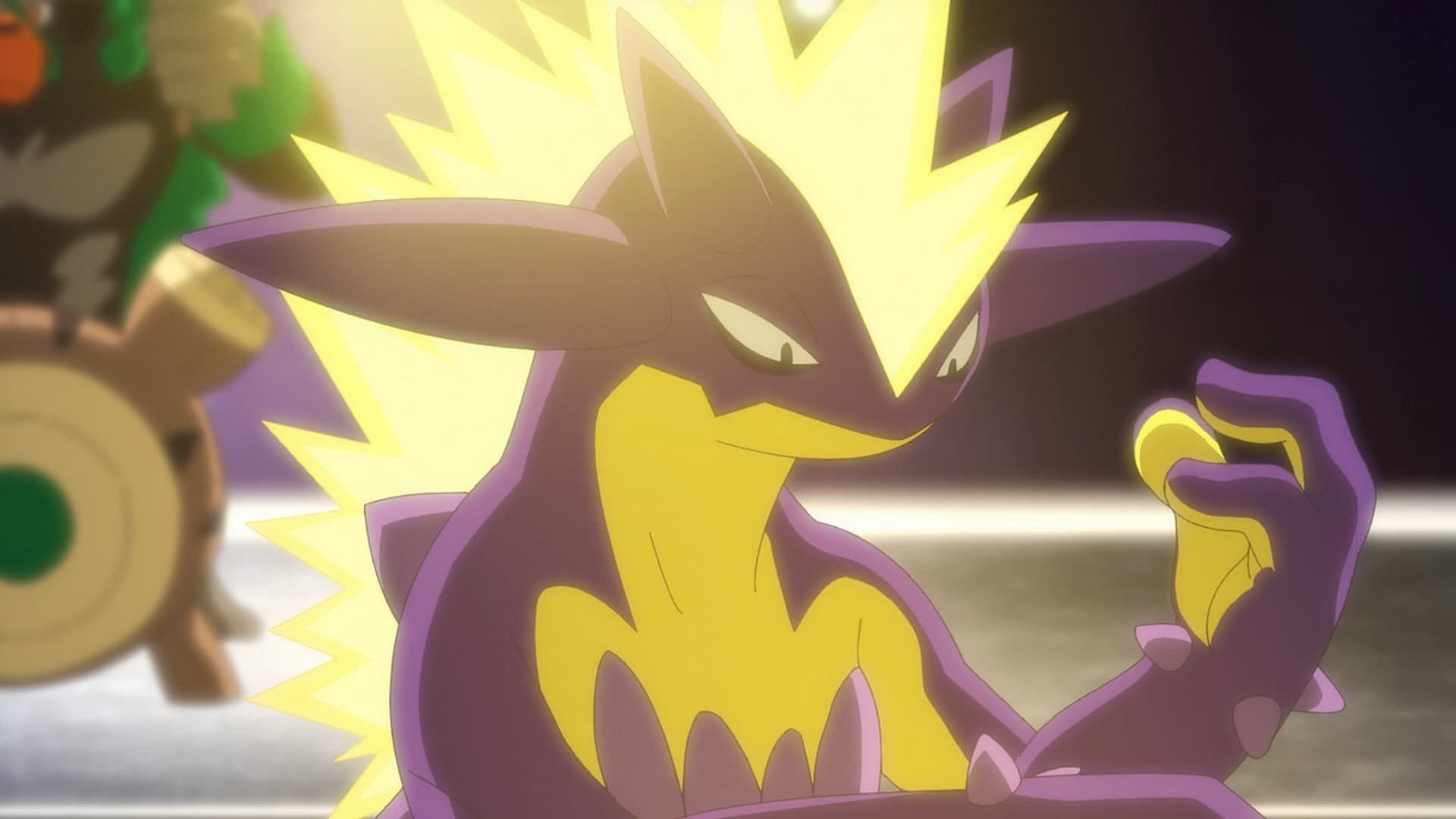 Toxtricity&#039;s Amped Form as seen in the anime (Image via The Pokemon Company)