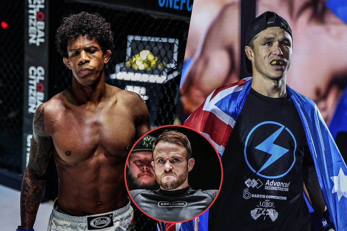 Adriano Moraes (left) Reece McLaren (right) (inset: Jarred Brooks) [Photos via: ONE Championship]