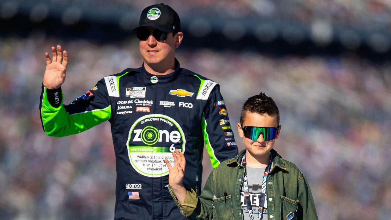 NASCAR Cup Series driver Kyle Busch with son Brexton Busch during the Daytona 500 at Daytona International Speedway (via IMAGN)