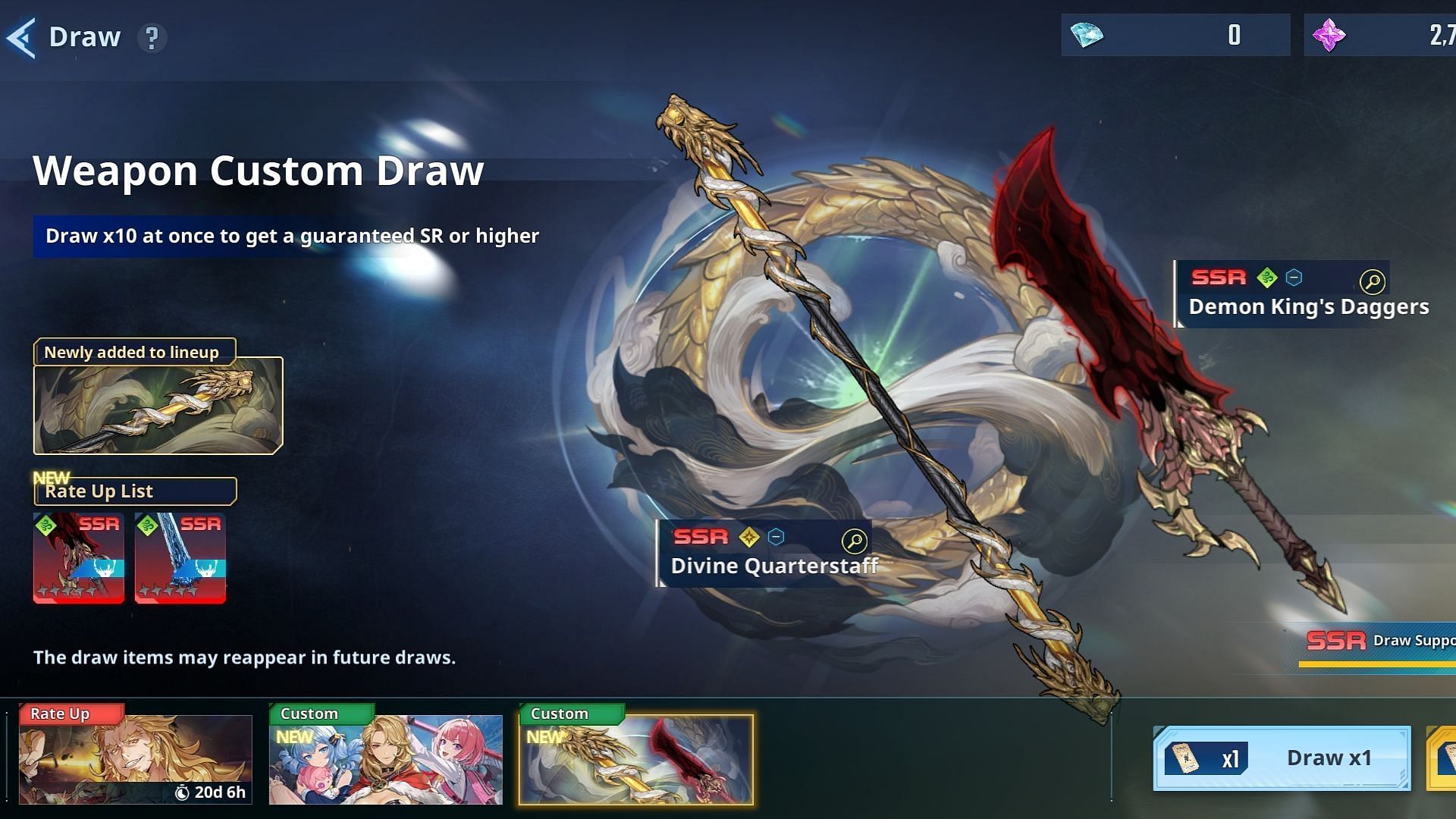 Players can summon the weapon from the Weapon Custom Draw banner (Image via Netmarble)