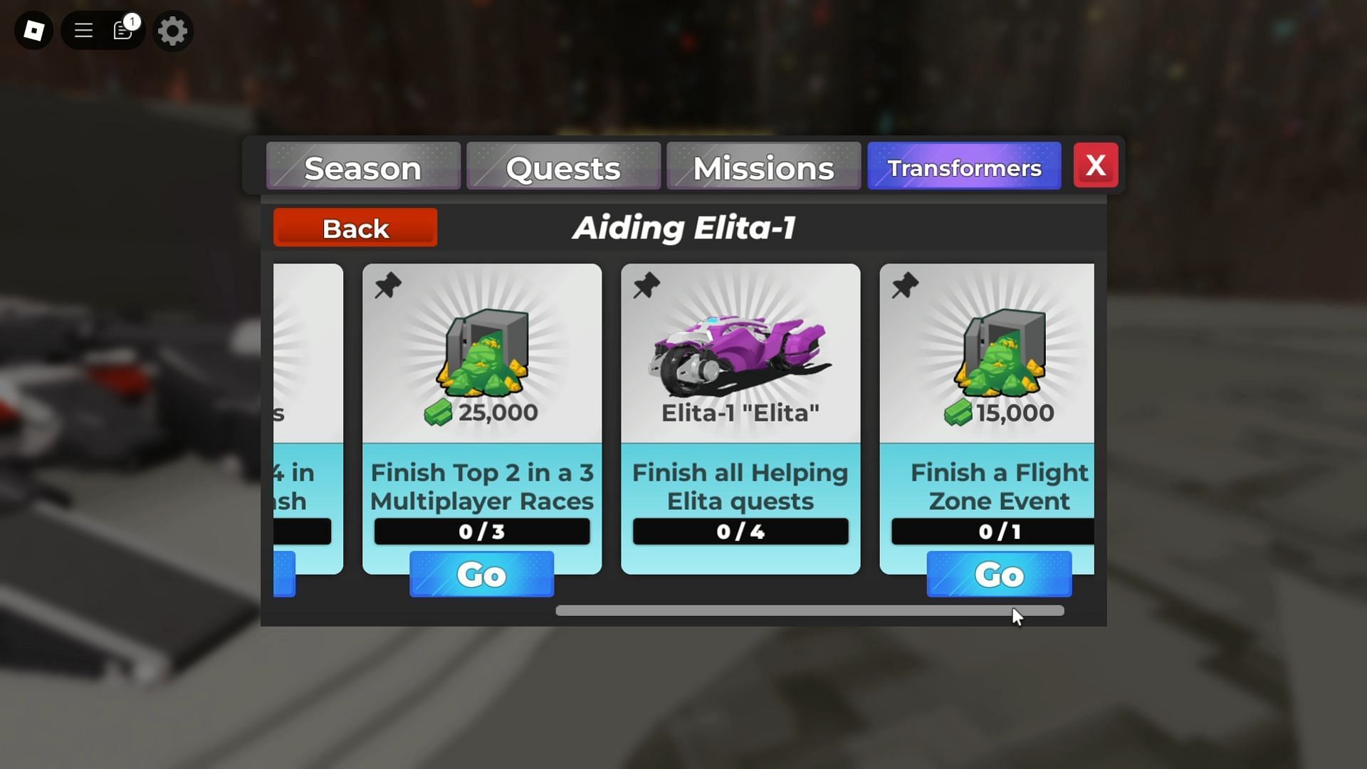 Complete Aiding Elita-1 quest to get a new vehicle (Image via Roblox)