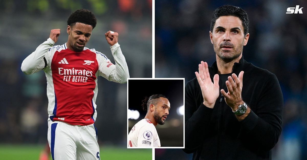 Ethan Nwaneri, Theo Walcott and Mikel Arteta