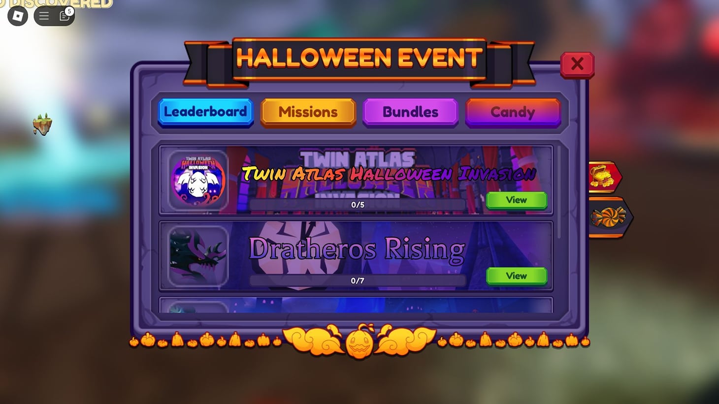 Archived Dragon Adventures Halloween missions menu showing event progress