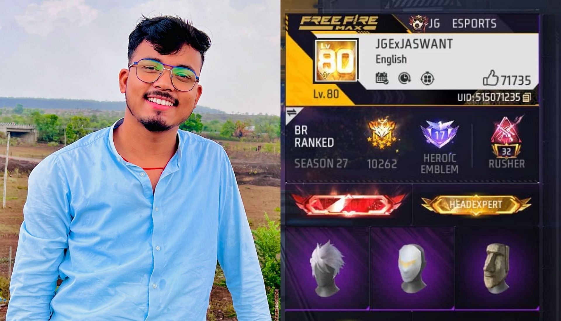 Free Fire MAX (Image via Jaswant Gamer Instagram &amp; Garena/Screenshot)