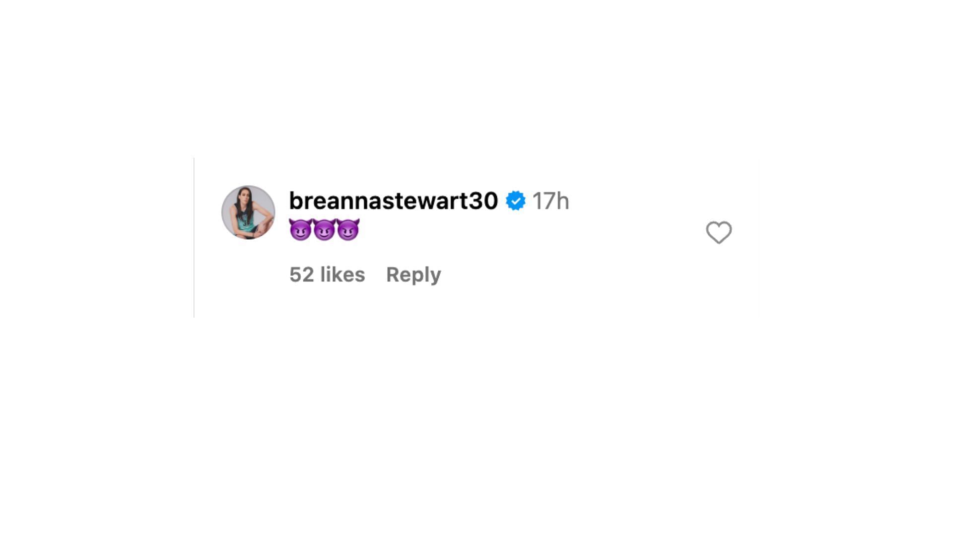 Breanna Stewart comments on Z. Johnson&#039;s IG post. Photo Credit: ZaKiyah Johnson&#039;s IG account