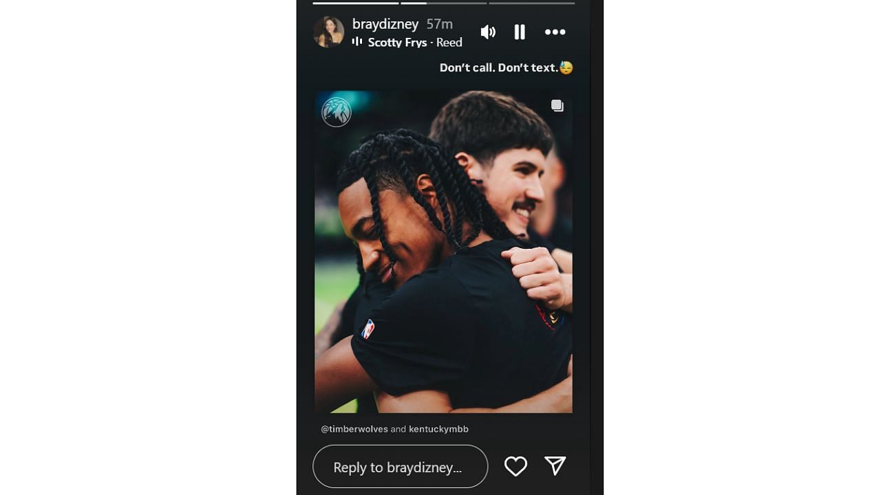 Sheppard and Dillingham shared a brief hug before Tuesday's game. [photo: @braydizney/IG]