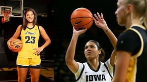 Jada Gyamfi hypes up Iowa teammate after impressive game vs Rhode Island