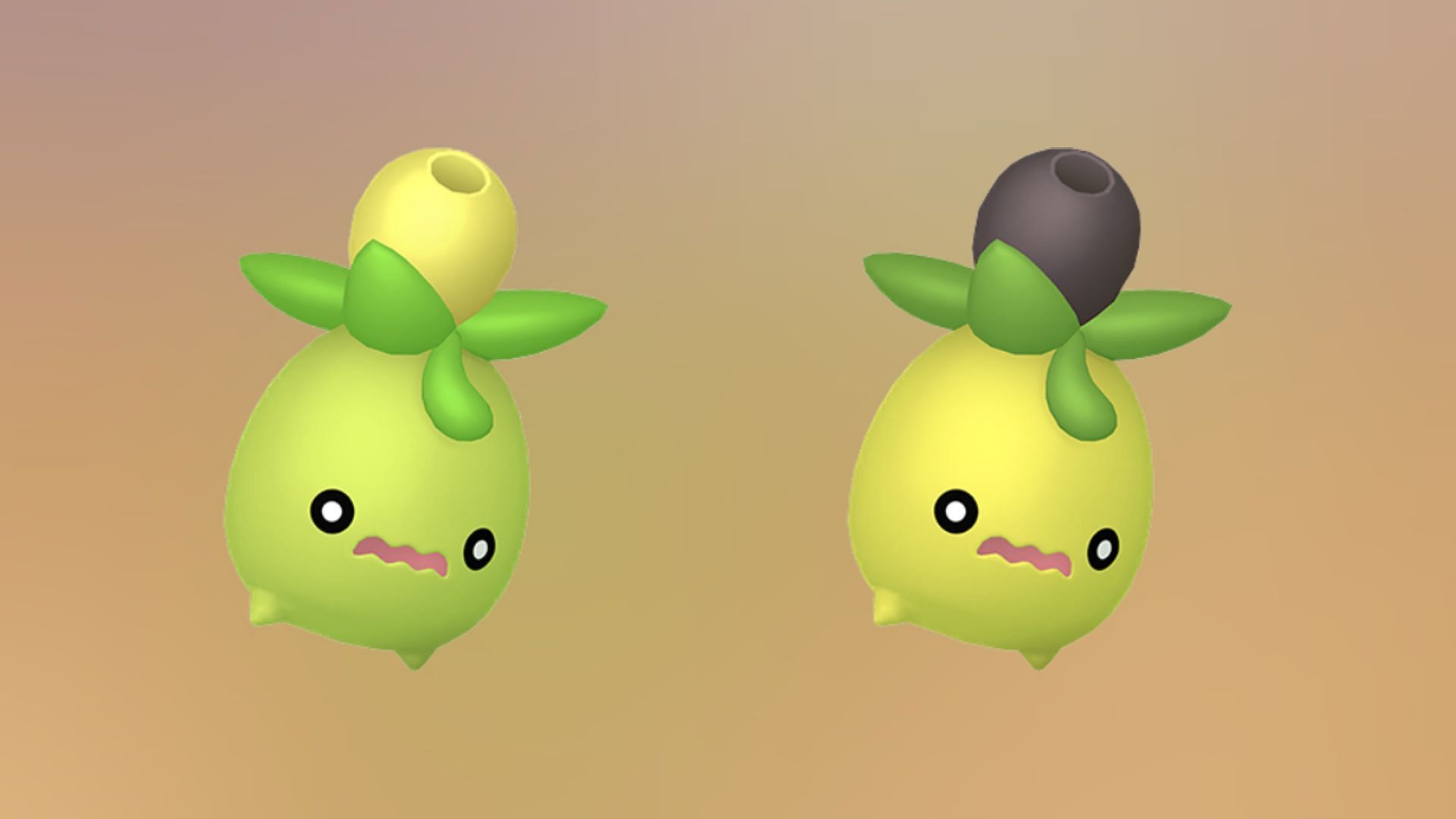 Regular and Shiny Smoliv (Image via TPC)