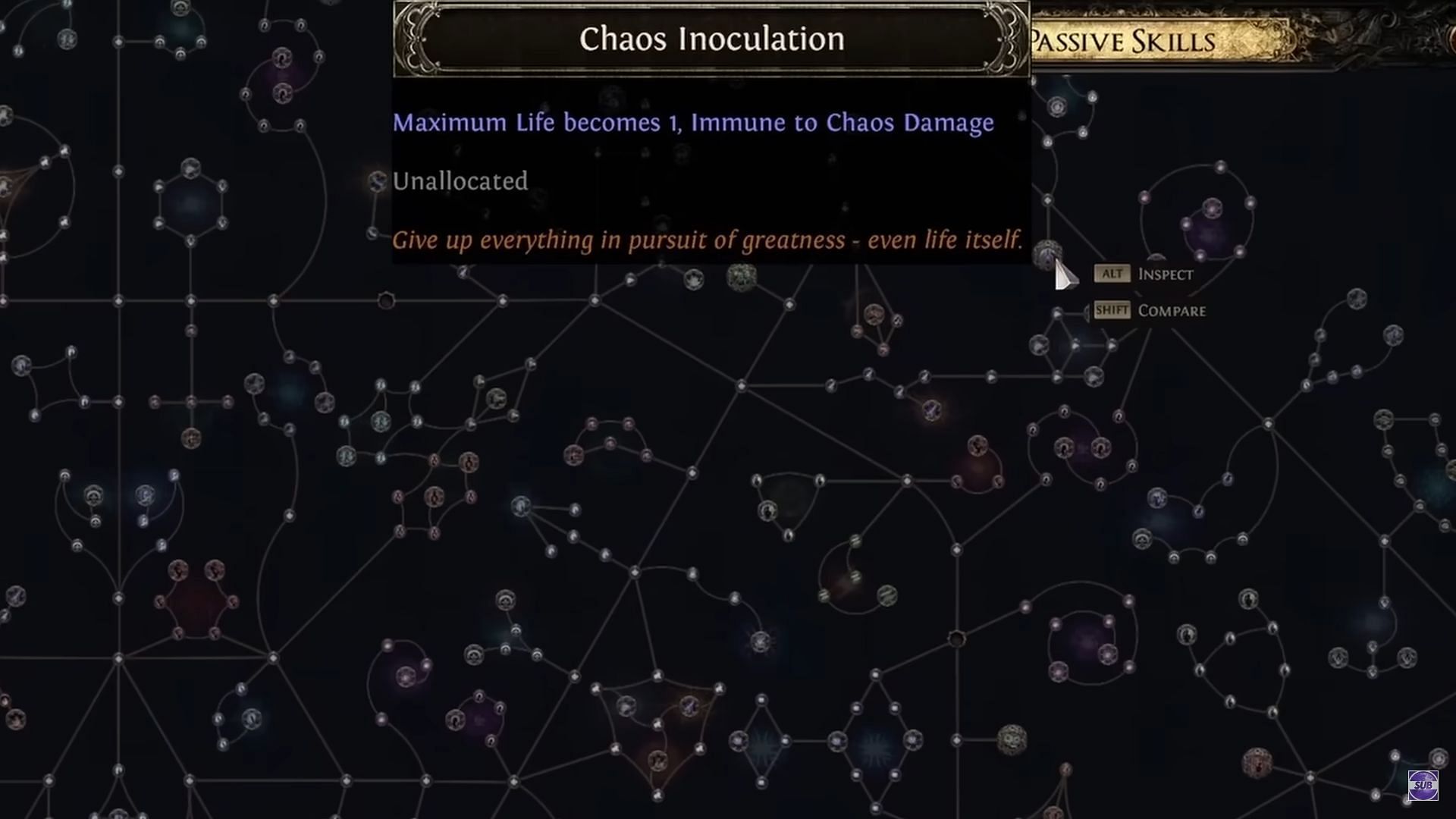 Chaos Inoculation is extremely useful for mitigation (Image via Grinding Gear Games)