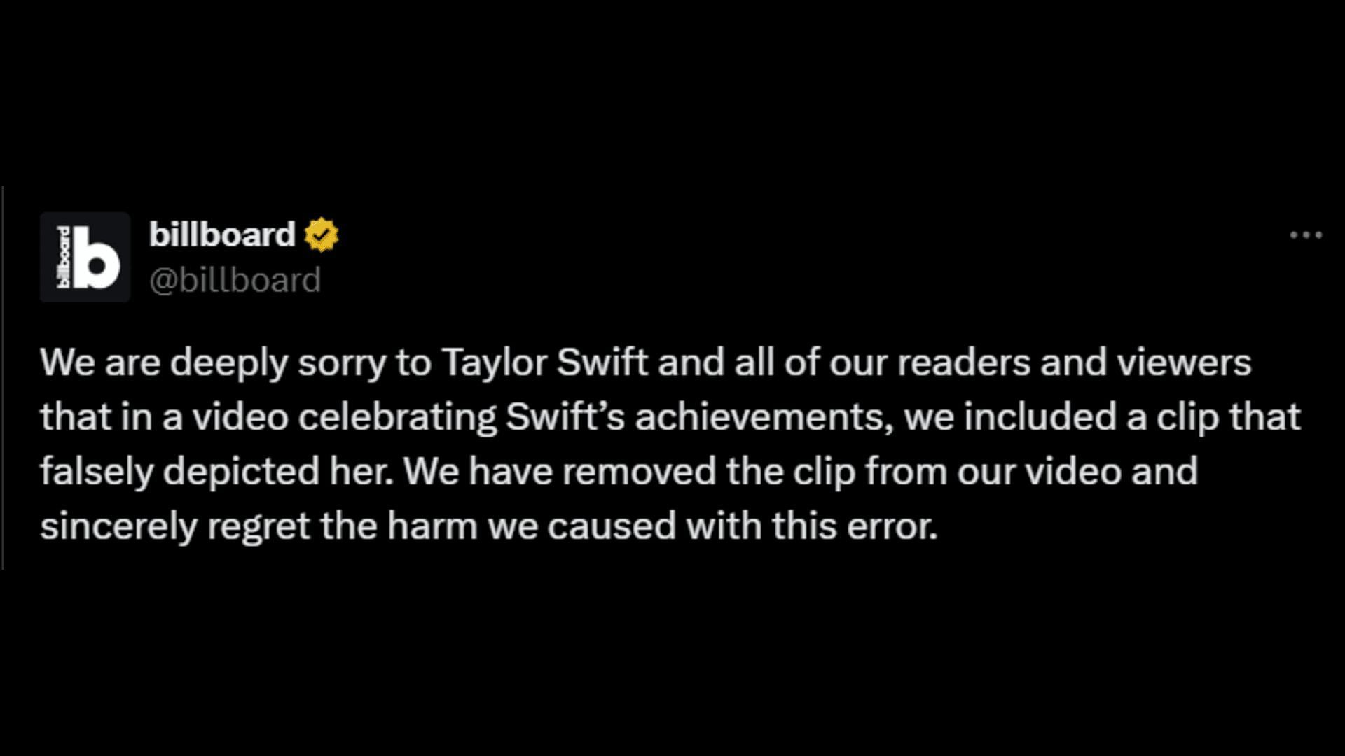 Billboard apologized to Taylor Swift and her fanbase for including the infamous Kanye West MV clip. (Image via X/@billboard)