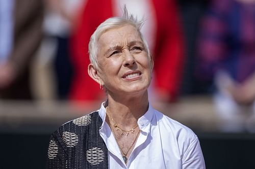 Martina Navratilova at the presentation ceremony at French Open 2024