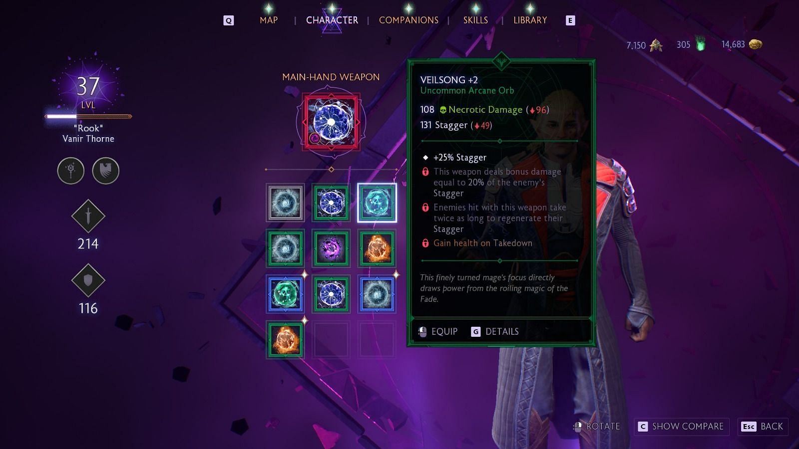 The Veilsong helps Stagger enemies, allowing you to take them down more easily (Image via EA)