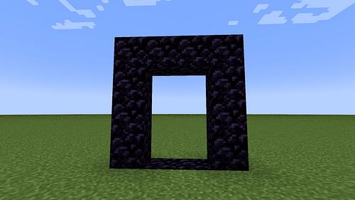 Place a portal to begin building the nether portal on/off switch in Minecraft (Image via Mojang Studios)