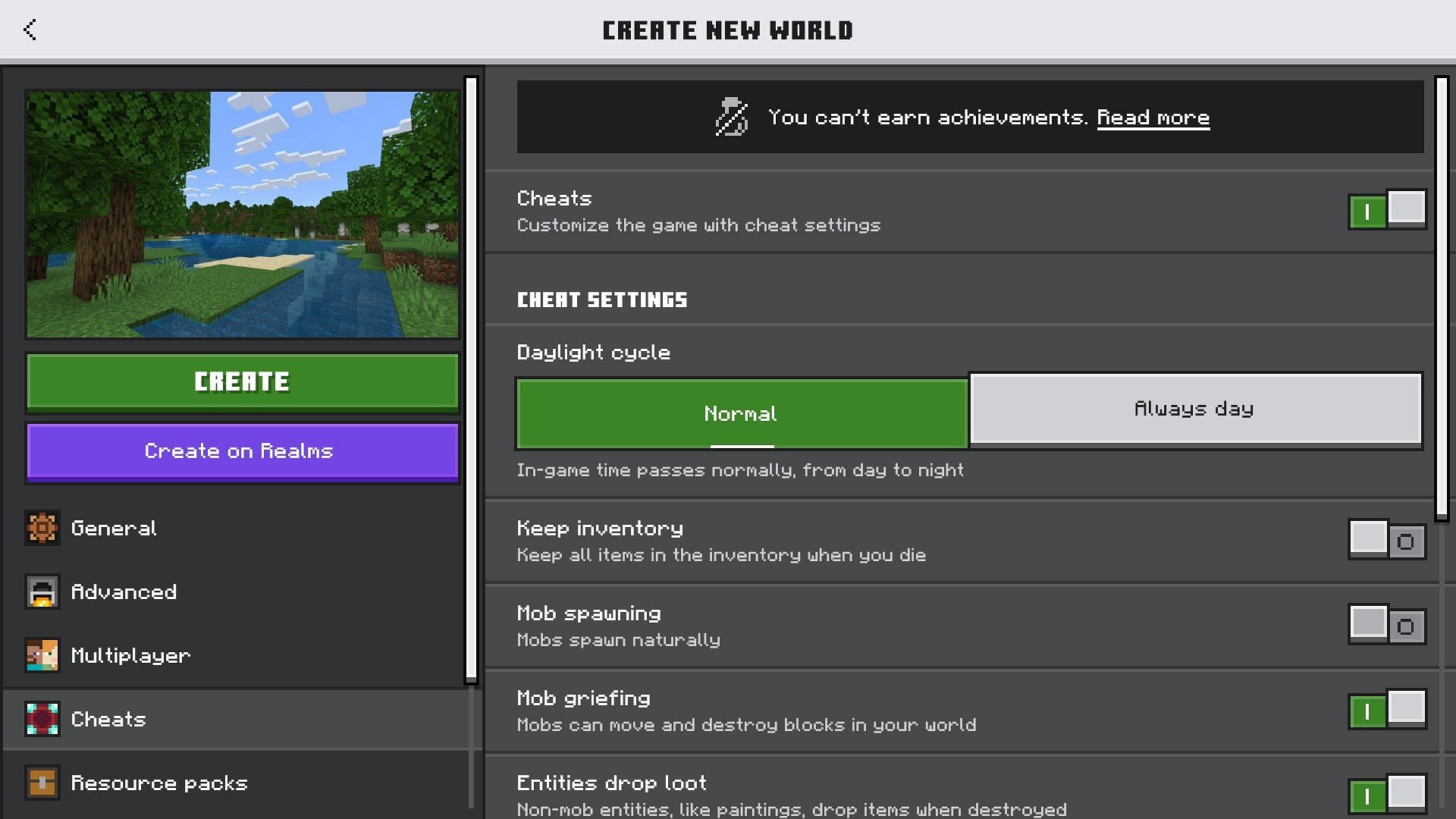 You can play Minecraft without monsters by turning off Mob spawning. (Image via Mojang Studios)