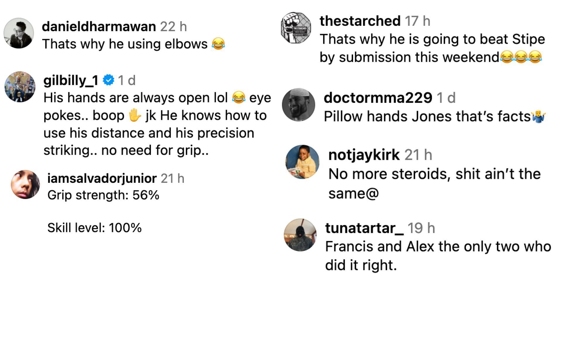 Fans react to Jon Jones&#039; recent grip strength test. [Screenshots courtesy: @MMA Pros Pick]